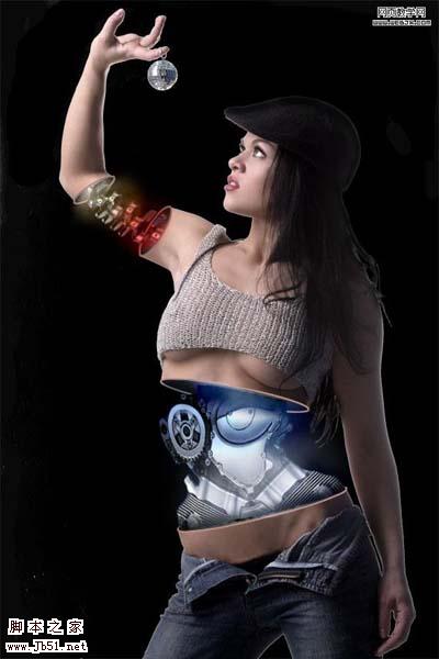 photoshop 创意合成半人半机器的美女机器人