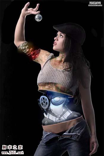photoshop 创意合成半人半机器的美女机器人