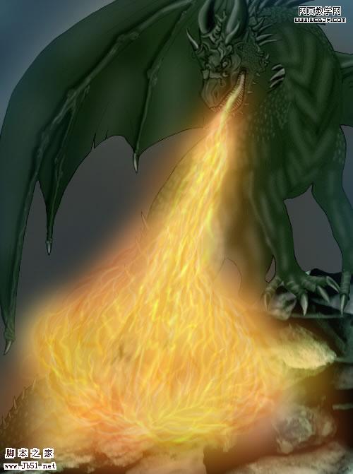 photoshop 鼠绘喷火的绿龙