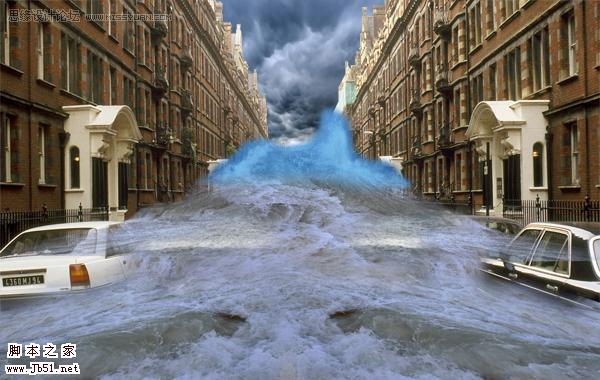 photoshop 经典合成城市里暴涨的洪水