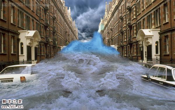 photoshop 经典合成城市里暴涨的洪水