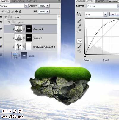 photoshop 经典合成梦幻天空漂浮的小岛