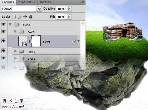 photoshop 经典合成梦幻天空漂浮的小岛