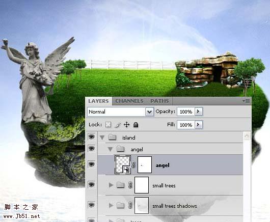 photoshop 经典合成梦幻天空漂浮的小岛
