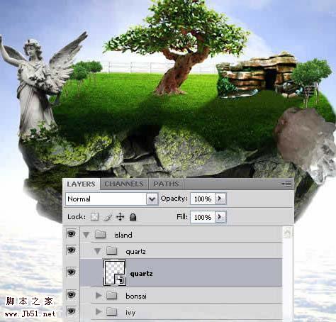 photoshop 经典合成梦幻天空漂浮的小岛