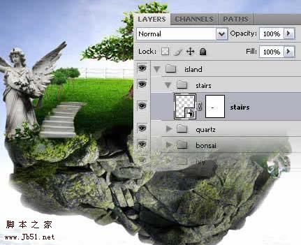 photoshop 经典合成梦幻天空漂浮的小岛