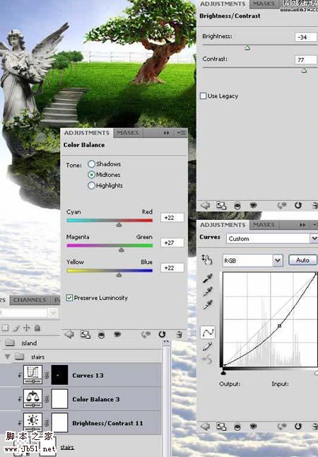 photoshop 经典合成梦幻天空漂浮的小岛