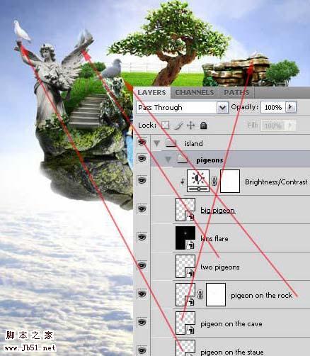 photoshop 经典合成梦幻天空漂浮的小岛