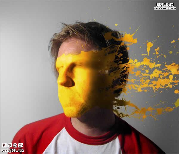 Photoshop 一张布满油漆的脸