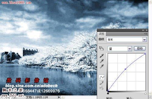 photoshop 树外景照片添加雪景般的梦幻效果
