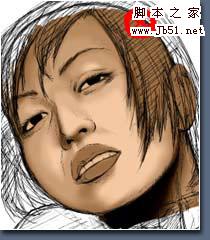 photoshop 鼠绘个性美女头像