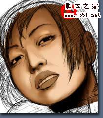 photoshop 鼠绘个性美女头像