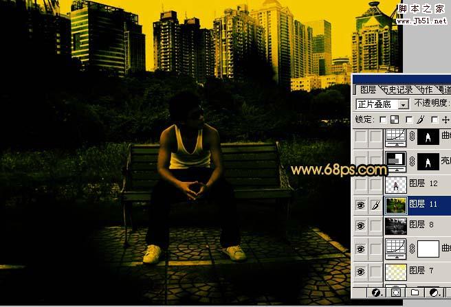 Photoshop 帅哥照片个性的暗黄色