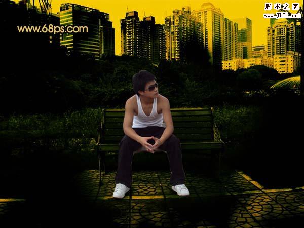 Photoshop 帅哥照片个性的暗黄色