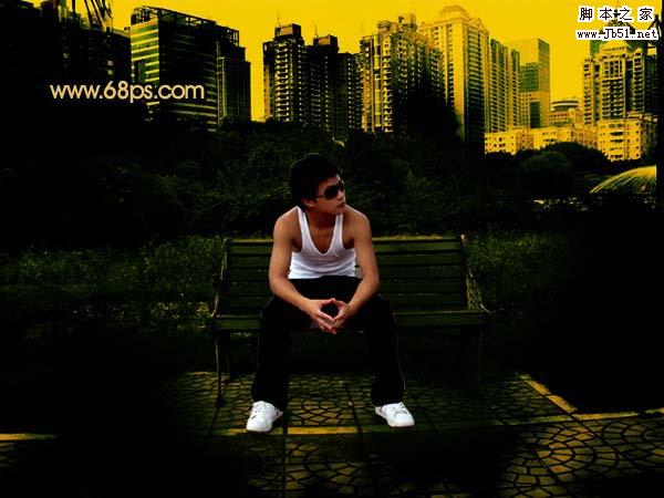 Photoshop 帅哥照片个性的暗黄色