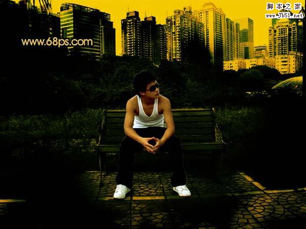 Photoshop 帅哥照片个性的暗黄色