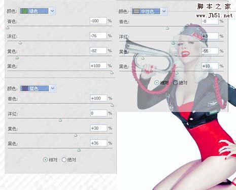 Photoshop 欧美流行的蓝红色人物照片