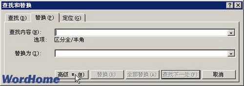 查找和替换对话框