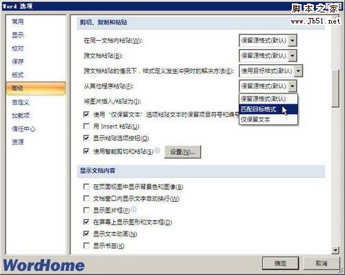 单击从其他程序粘贴下拉三角按钮