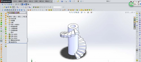 SolidWorks怎么画螺旋楼梯的模型?