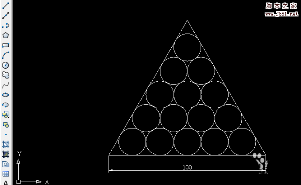 cad怎么画一个三角形中15个相切圆的图?