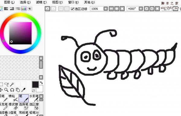 Sai怎么画树叶和毛毛虫?