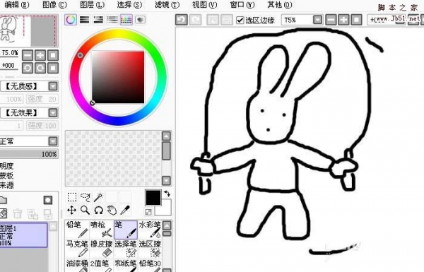 Sai怎么画一个简笔画小白兔?
