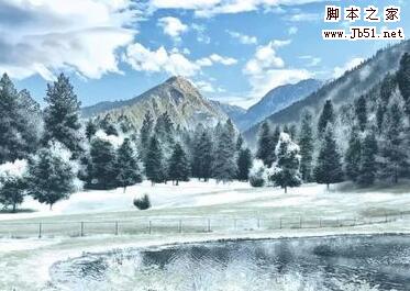 ps怎样把风景照调成好看的雪景图效果?