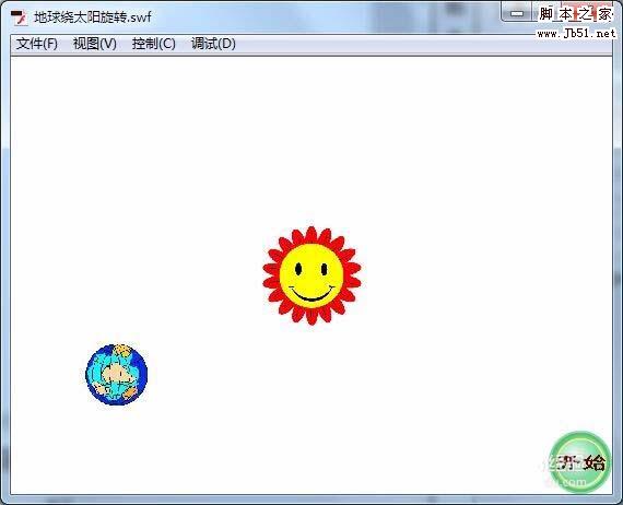 flash cs6怎么用按钮控制地球绕太阳旋转的效果?