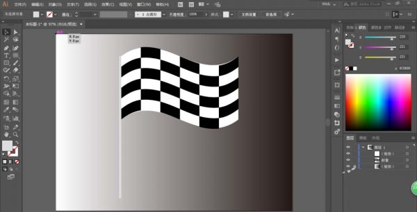 ai怎么设计赛车格子旗? ai黑白格子旗帜的绘制方法