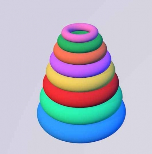 C4D简怎么做彩色的套环? C4D汉诺塔模型的制作方法