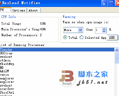 ResLoad Notifier CPU使用率监视工具 v1.44 绿色版