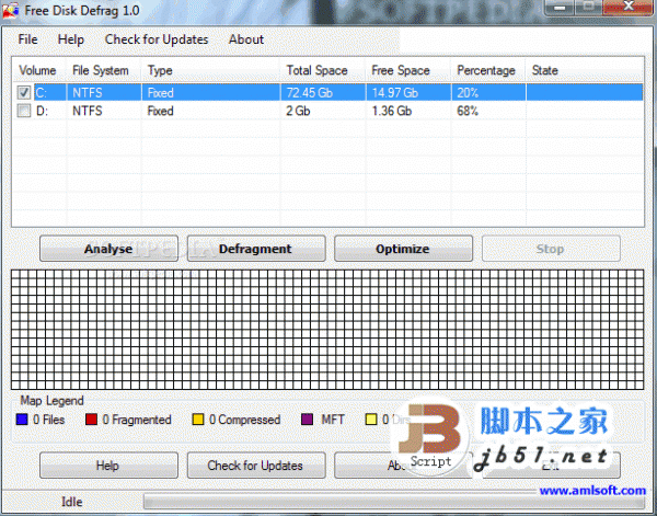 Free Disk Defrag 磁盘碎片整理软件 v2.0.63 绿色免费英文版 优化硬盘数据提高硬盘驱动器性能