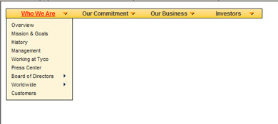 竖向下拉的二级CSS菜单导航效果下载