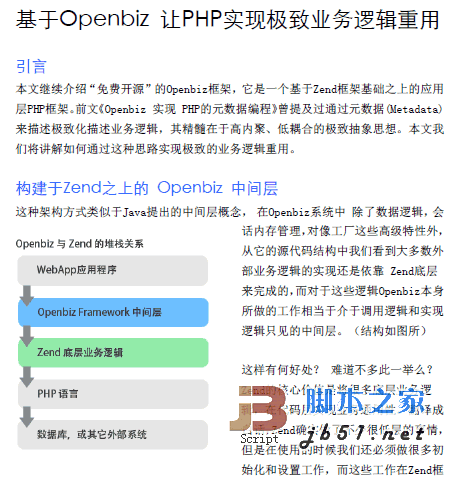 基于Openbiz 让PHP实现极致业务逻辑重用 pdf版