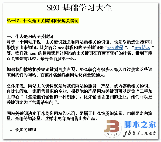 SEO基础学习大全 详细介绍了SEO的系统知识 站长必学 WORD文档 doc格式