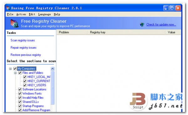 注册表清理工具 Eusing Free Registry Cleaner V4.2 英文绿色免费版