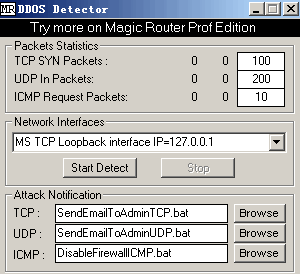 DDOS Detector(DDOS攻击探测器) v1.0 绿色英文免费版 SYN攻击包分析