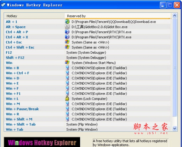 查看被占用的快捷键 Windows Hotkey Explorer v2.1 官方免费版
