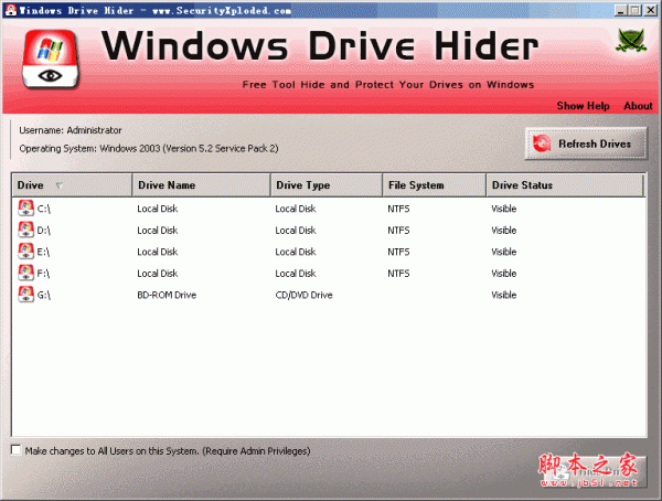Windows Drive Hider(隐藏系统分区) v1.5 绿色版