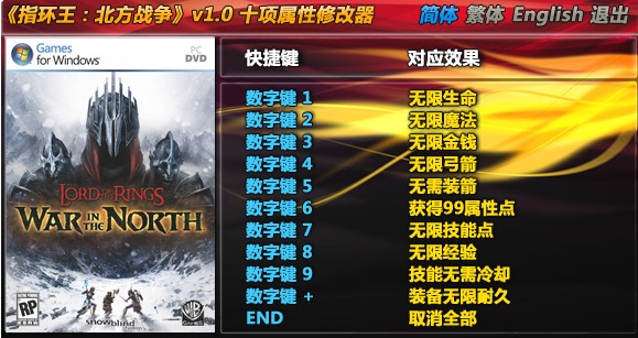 指环王北方战争十项修改器 +10 绿色免费版