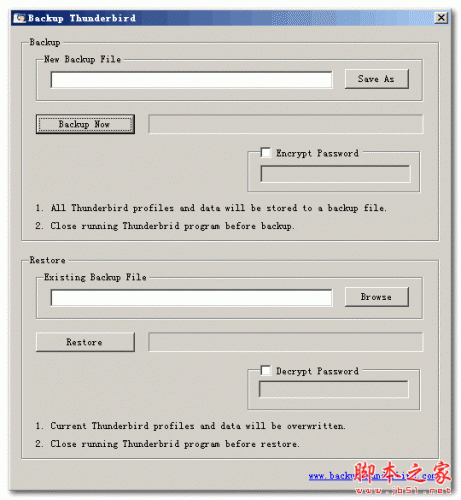 雷鸟邮件客户端备份工具(Backup Thunderbird) v1.0 英文免费安装版