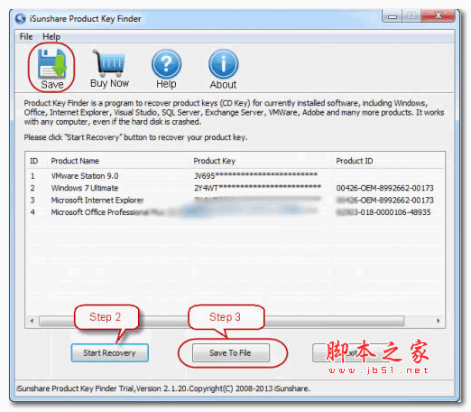 序列号密钥恢复工具(iSunshare Product Key Finder) v2.1.20 英文特别安装版