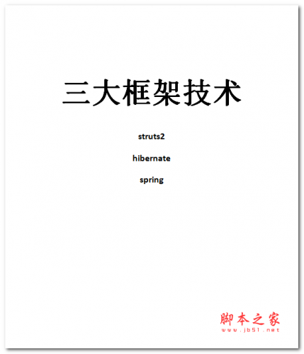 struts2+hibernate+spring 三大框架技术 中文WORD版