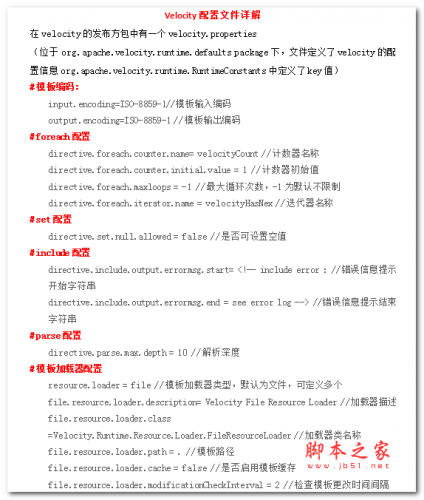 Velocity配置文件详解 中文WORD版