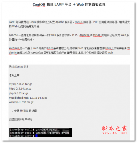 CentOS 搭建LAMP平台+Web控制面板管理 中文WORD版