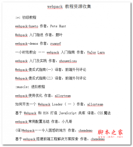 webpack 教程资源收集 中文WORD版
