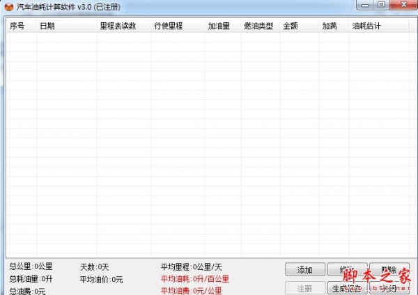 汽车油耗计算软件 V3.0 免费绿色版