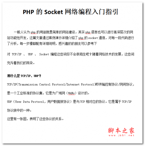 PHP的Socket网络编程入门指引 中文WORD版