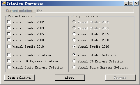 SolutionConverter Visual Studio各种版本之间的转换工具